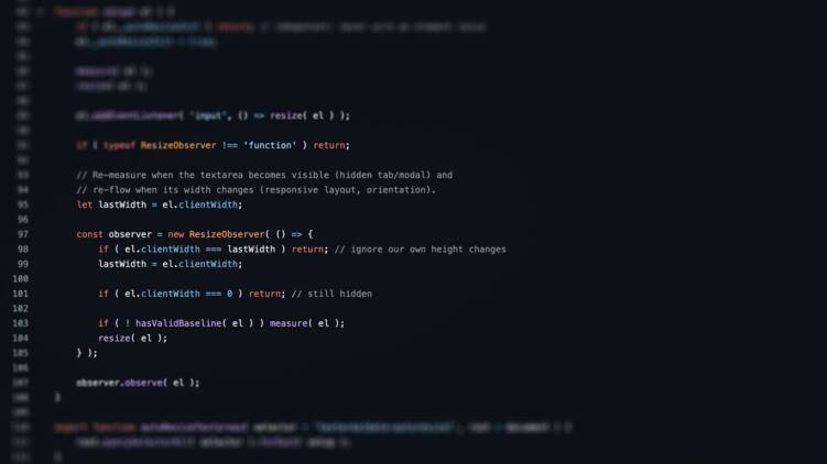 JavaScript-Code des überarbeiteten Auto-Resize-Moduls, Fokus auf dem ResizeObserver-Block